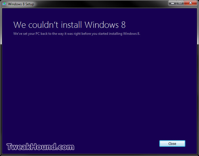 windows 8 upgrade fail