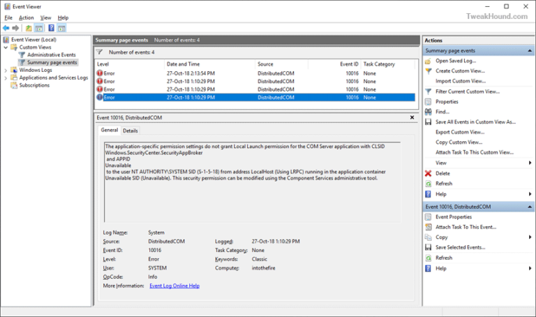 Windows 10 DistributedCOM 10016 Error - TweakHound